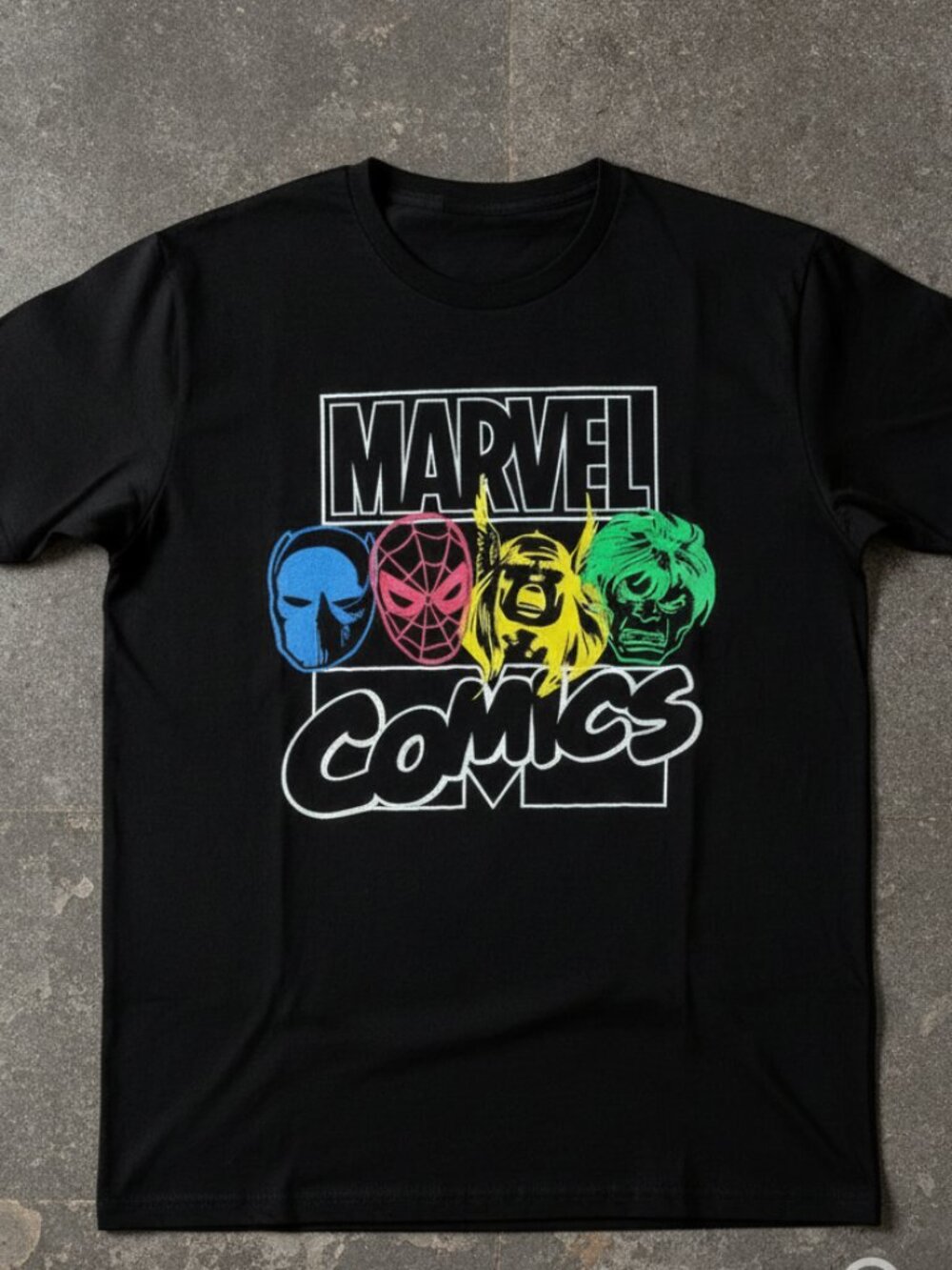 Retro Superhero Comic Graphic T-Shirt, Colorful Comic Book Tee, Black Unisex